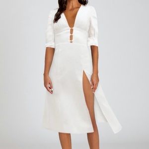 NEW reformation maribel white linen dress